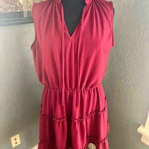 Sleeveless Red Ruffle Dress Sz XL Tiered Ruffle Dress Midi Dress
